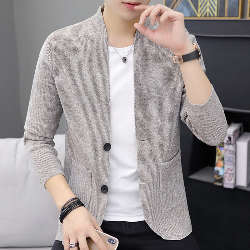 Knitted Cardigan for Men, Thin Style, 2026 Spring and Autumn New Versatile Suit, Slim Fit Jacket, Men's Sweater Blazer