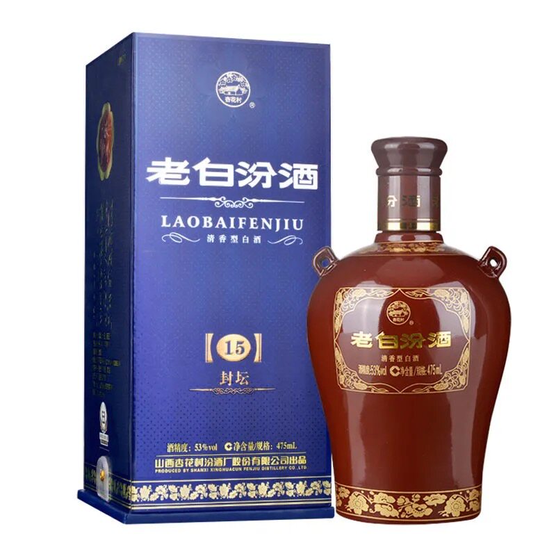 杏花村汾酒53% 475ml 2015年製 清香型 未開封箱付 汾酒53度老白汾酒封坛15年山西杏花/村清香型白酒475ml/瓶礼盒装评价