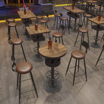 Retro wrought iron bar table and chair bar counter chair pub high bar table front desk high chair clear bar back bar chair combination