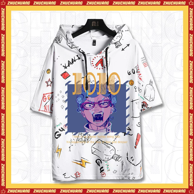 Кроссовер Jojo's wonderful adventure joint co-branded Joe Qiao Super Baby Anime двухмернаяanor hooded crow короткий рукав футболка мужская и женская JS