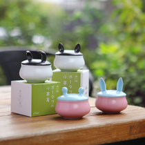 Also interesting and cute ceramic tea cans small creative cartoon storage tank seasoning sugar salt powder tea sealed jar