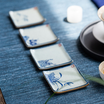 Also interesting hand-painted handmade ceramic small single Cup Cup gongfu tea tea tea cup holder Plum Blue Bamboo chrysanthemum ceramic small Cup cushion