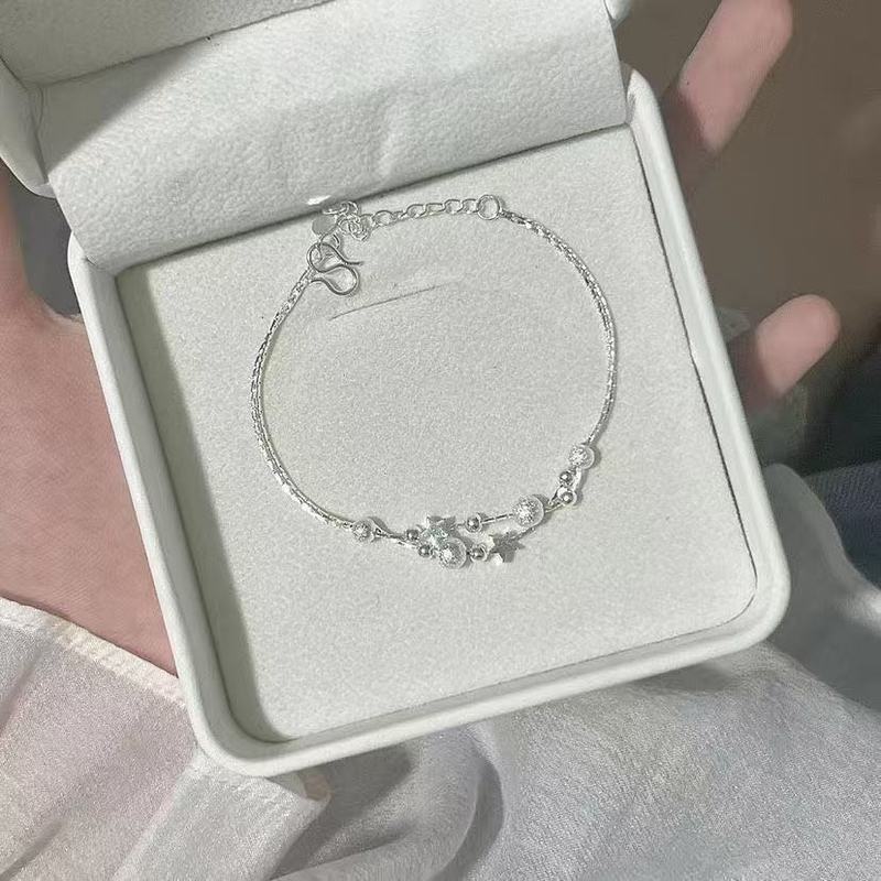 Milk Desire Frosted Star Bracelet ins Double-Layer Fashionable Round Bead Silver Bracelet Gift for Girlfriend