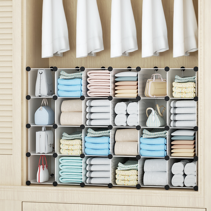 Wardrobe partition layered shelf lattice vertical partition small cabinet narrow compartment free punching storage finishing storage wardrobe