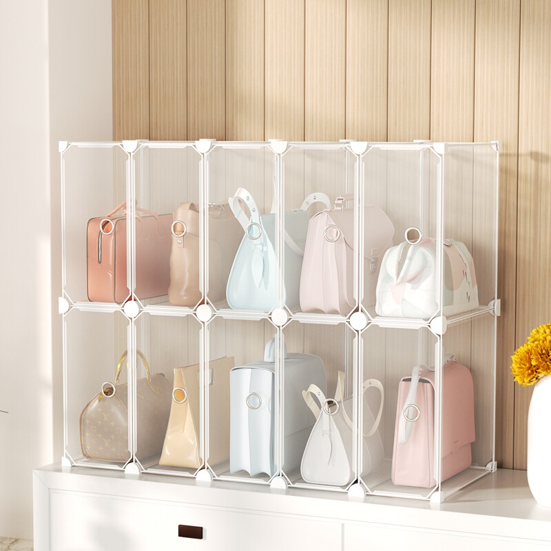 Bag storage cabinet wardrobe home partition arrangement storage artifact shelf transparent box box bag rack