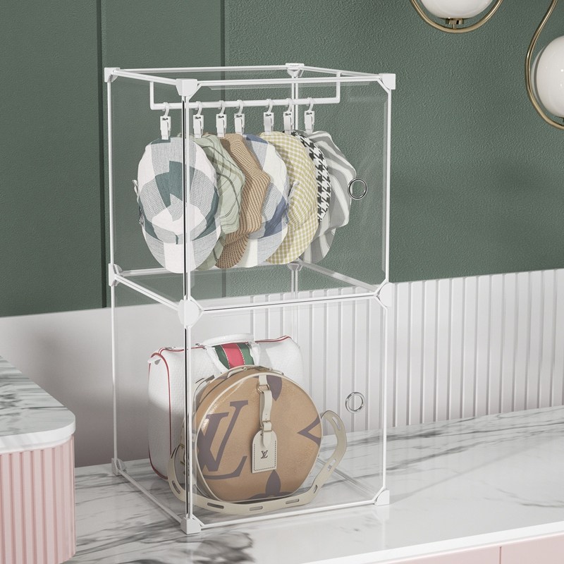Cap containing box finishing cabinet Containing Cabinet Dust-proof bag containing box Home Multi-layer plastic transparent cabinet