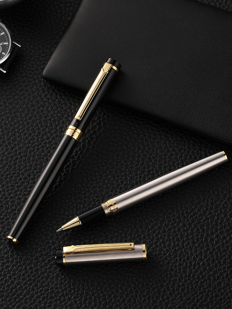 Custom pen printing logo high-grade metal business signature pen student exam custom pattern simple pen weight about 30g Carbon water-based neutral orb pen