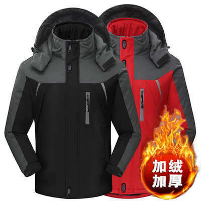 外套男秋冬季冲锋衣加绒加厚工装夹克