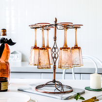 Hexagon gold edge hammer pattern champagne glass living room household red teswell foam cup Jade gun