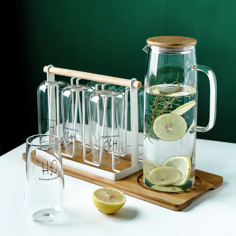 Japanese-style glass cold kettle set heat-resistant teapot cold boiling water cup pot household cold kettle black crystal stove pot cup