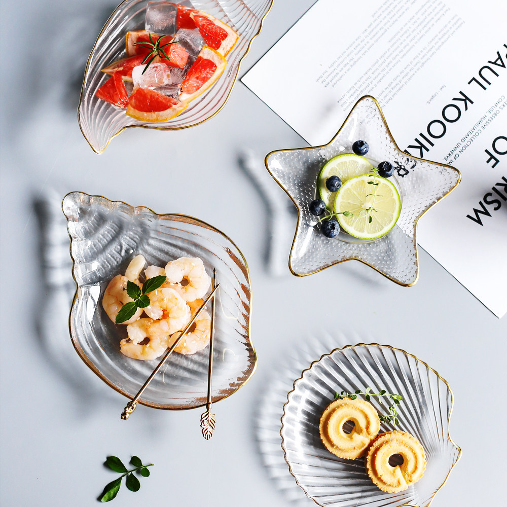 Creative fruit plate home glass crystal snack plate net red fruit plate small exquisite Nordic style ins snack plate