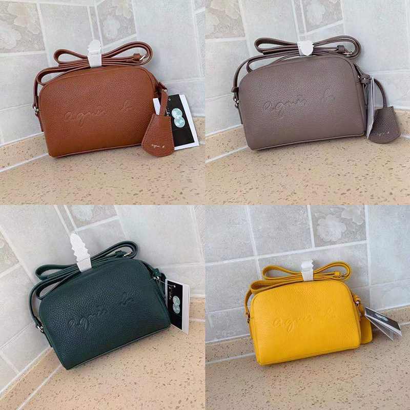 Foreign trade export ab home women's bag simple and versatile cowhide shoulder bag messenger zipper leather bag leather horizontal camera bag