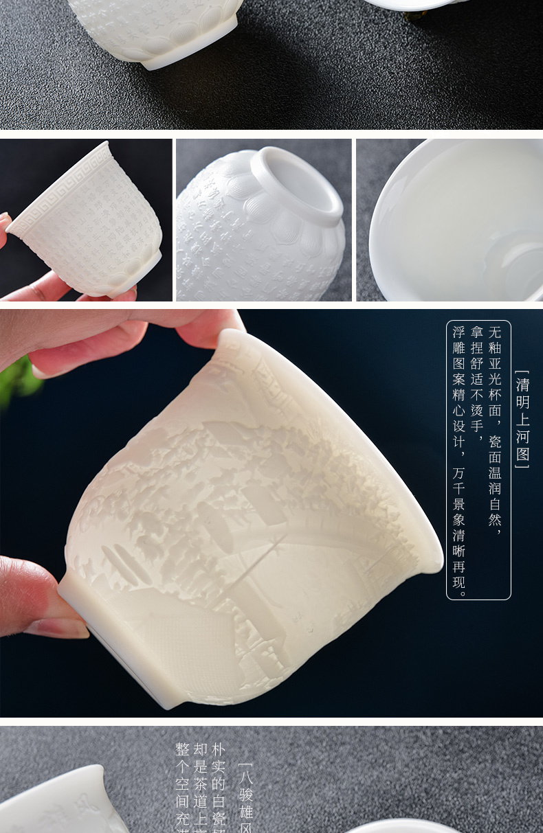 Dehua white porcelain master cup single CPU suet jade porcelain cup sample tea cup ceramic its dragon cup kung fu tea cups