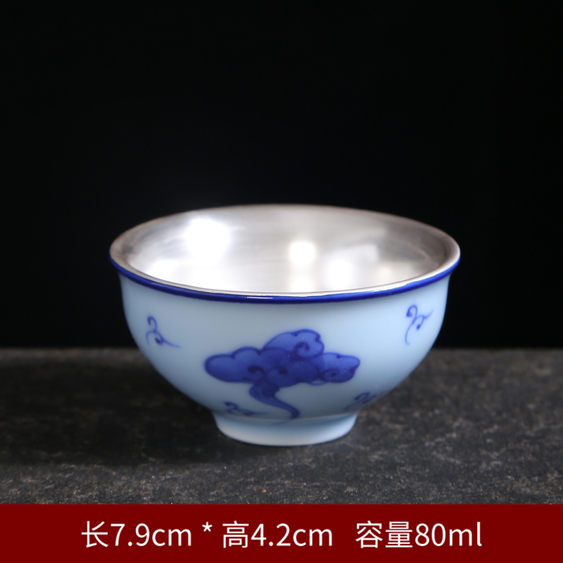 Marigold yellow colored enamel cup master cup single cup small ceramic sample tea cup cup hand - made gold silver 999