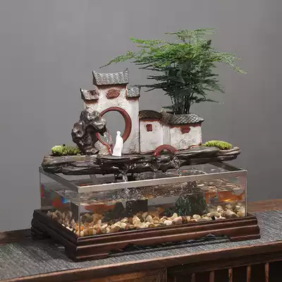 Desktop fish tank living room small creative mountain stream fountain ornaments make money opening housewarming new home gifts high-end