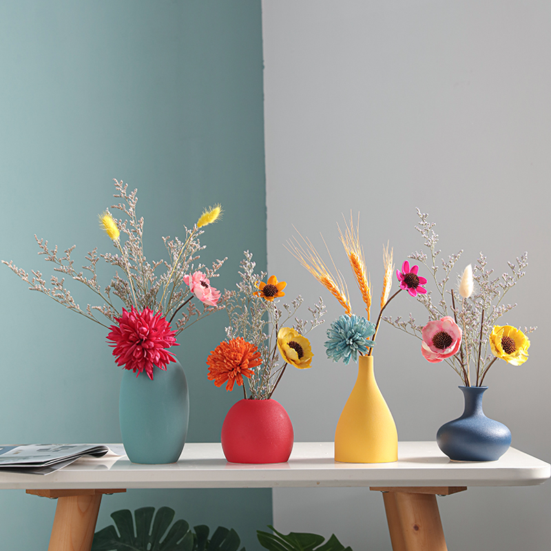 Dry flower swing ceramic vase Nordic creative in wind living room TV decorated flower flower flower flower flower vase