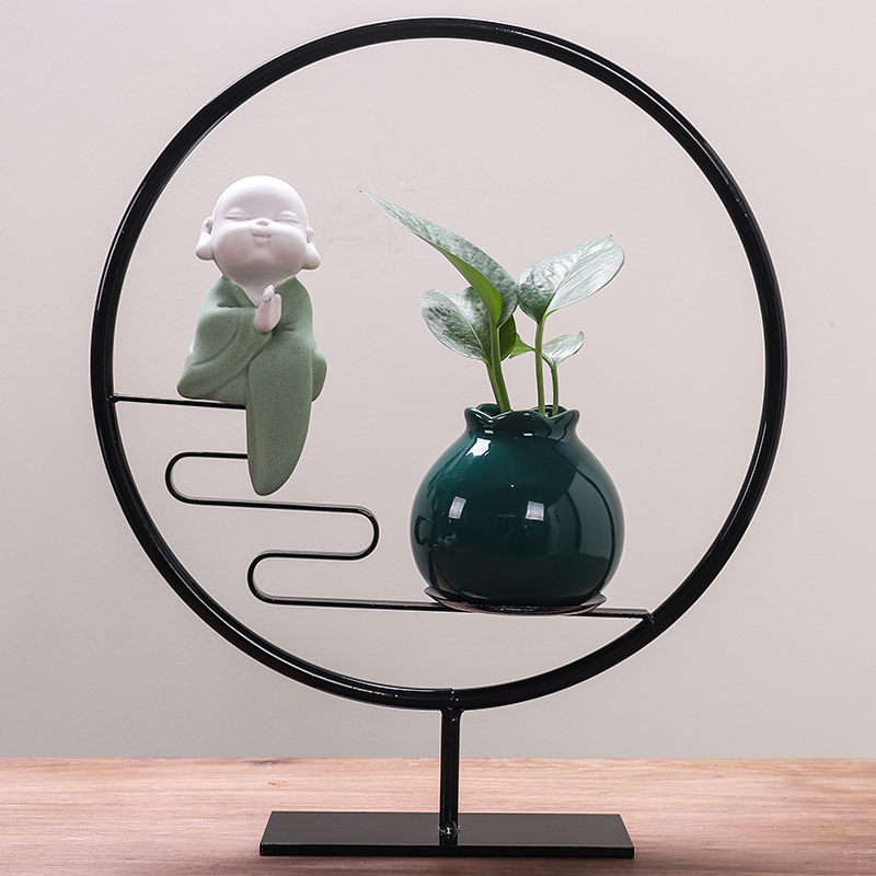 New Chinese Living Room Decorations Creative Minimalist Office Wine Cabinet TV Cabinet Home Swing Accessories Vase Flower Arrangement Furnishing