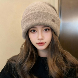 Pure Wool Knitted Hat for Women 2025 New Winter Thickened Warm Ear-Protecting Beanie Large Head Circumference Cold Hat Slouchy Hat