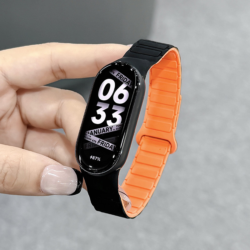 Zhang Jingyi's Same Style Compatible Xiaomi Mi Band 10/9 Strap 8 Wristband New Magnetic Silicone Smart Sports 9/8 Nfc Version Eighth and Ninth Generation Ceramic Version Loop Replacement Strap Unisex High-End Accessories
