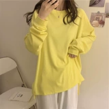 Осенняя футболка, длинный лонгслив, коллекция 2023, французский стиль, средней длины, свободный крой