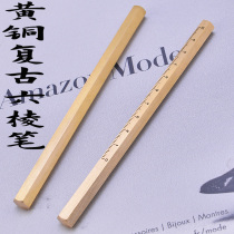 Brass Retro Six Edges Pen all metal brass Pen Gift Signature Pen Office Stationery Students Writing Stationery