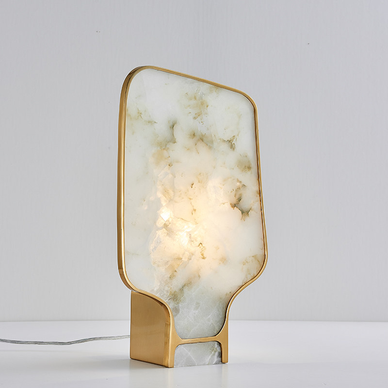 New Chinese style marble table lamp bedside lamp modern minimalist creative model room living room sofa bedroom Zen table lamp