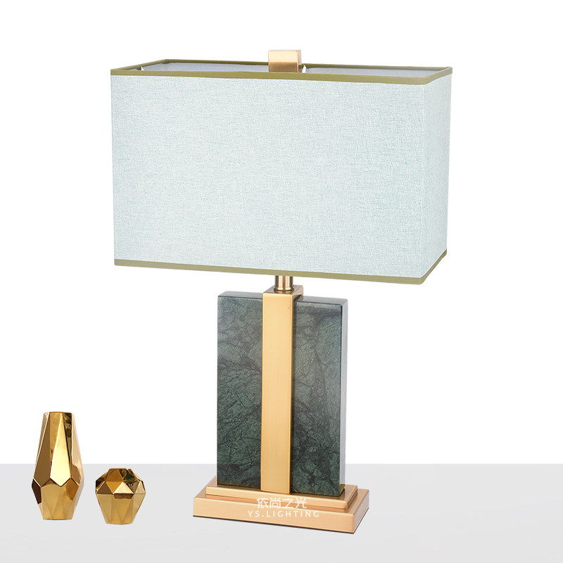 Postmodern minimalist marble table lamp personality creative modern bedroom bedside lamp retro warm remote control decorative lamp