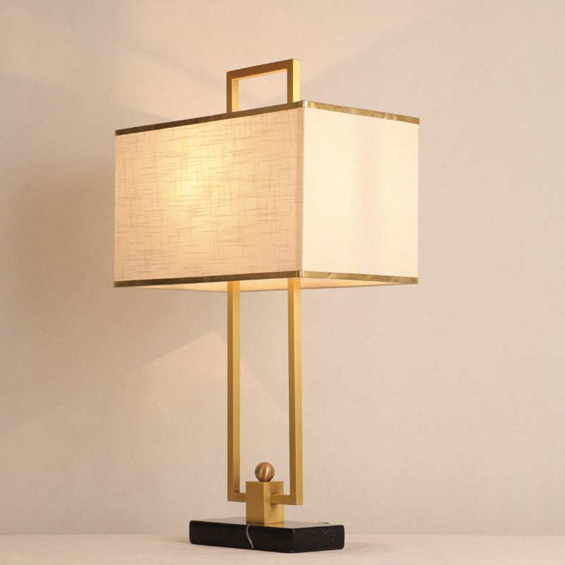 Post-modern New Chinese Simple Metal Marble Base Lights Catalogue Room Bedroom Lights