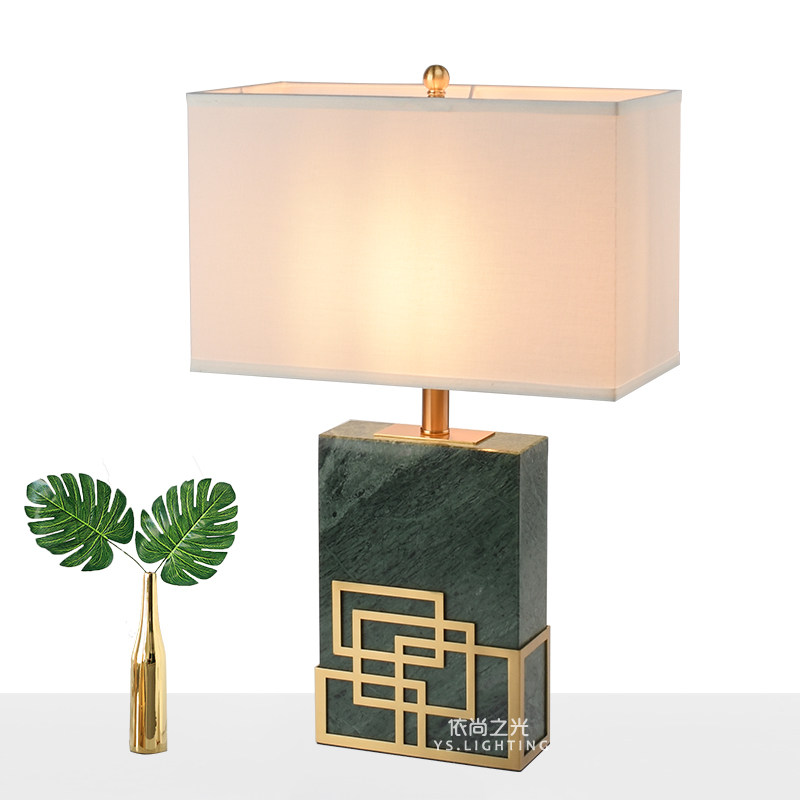 Post-modern new Chinese luxury marble desk lamp creative hotel villa club living room study bedroom bedside lamp
