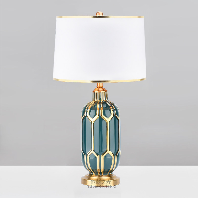 American-style wedding room bedroom table lamp simple and creative Nordic home bedside lamp Chinese-style ceramic light luxury living room decorative lamp
