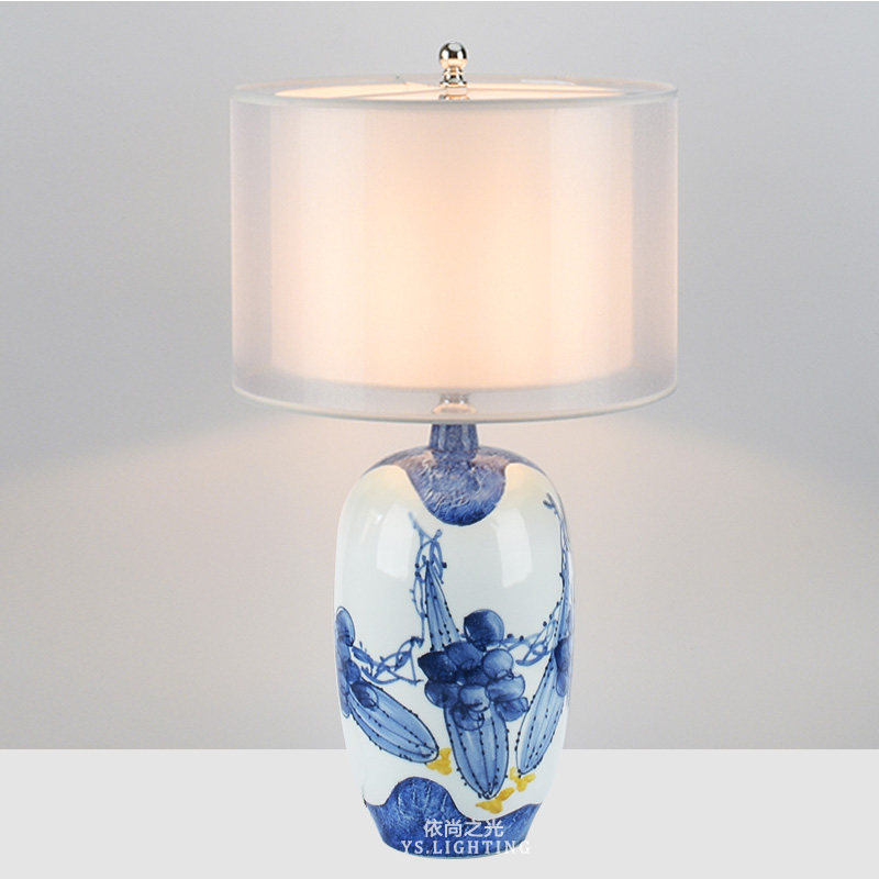 New Classical Chinese Desk Lamp Bedroom Creative Water Ink Country Painting Living Room Personality Art China Wind Headboard Ceramic Table Lamp-Taobao