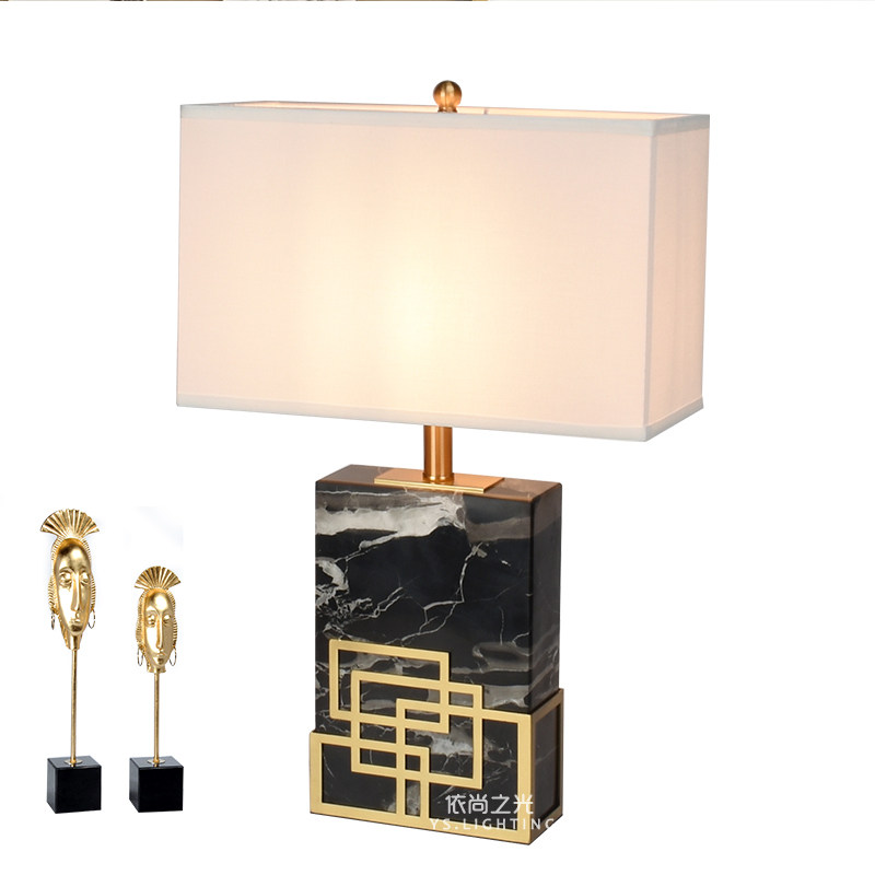 Creative New Chinese Black Marble Table Lamp Light And Luxurious Board Room Sofa Edge A Few Books Room Bedroom Bedside Headlights