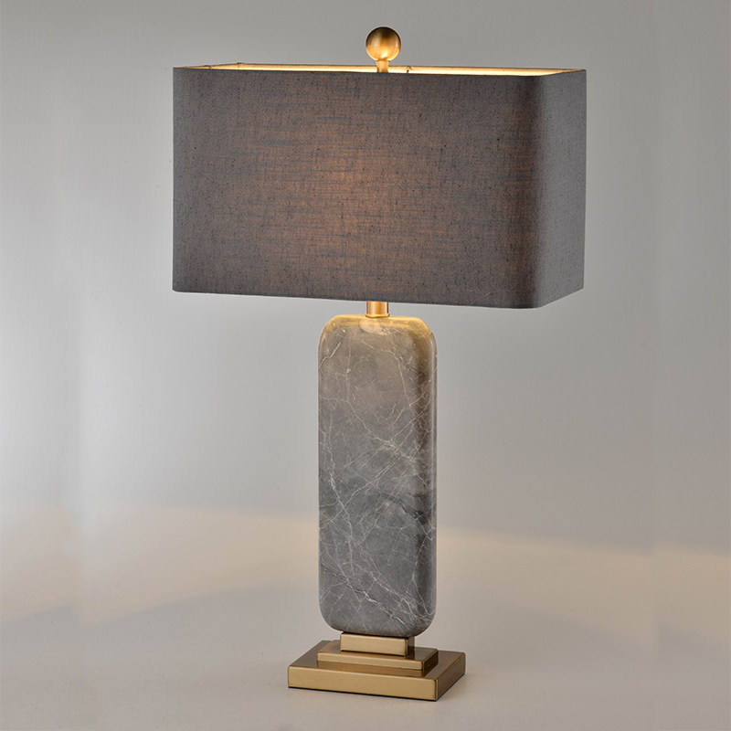 Modern Chinese creative designer decent board room living room bedroom bed head lamp Nordic light and luxurious grey marble table lamp