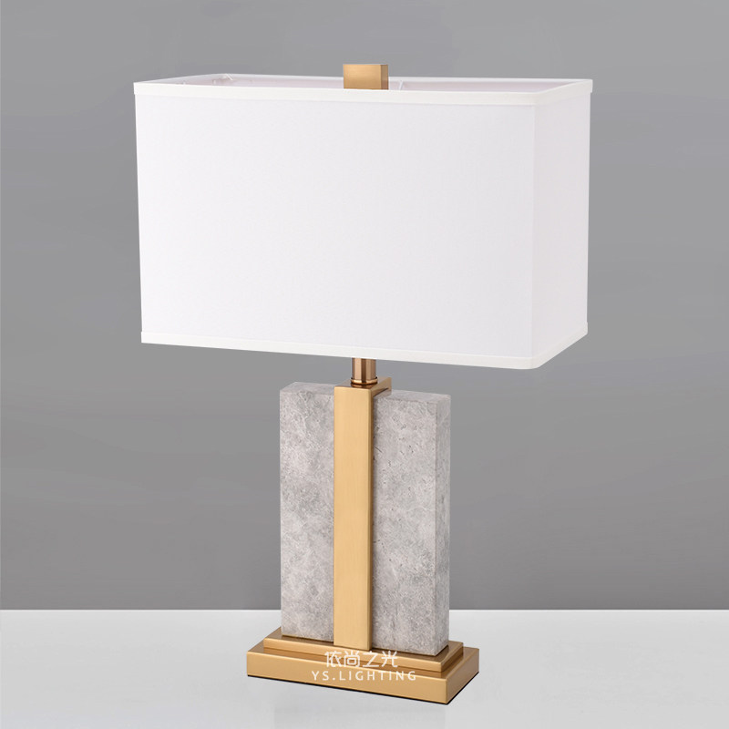 Rear Modern Grey Marble Table Lamp Light Lavish Board Room Living-room Bedroom Bedlamp Hotel Luxurious Decorative Table Lamp