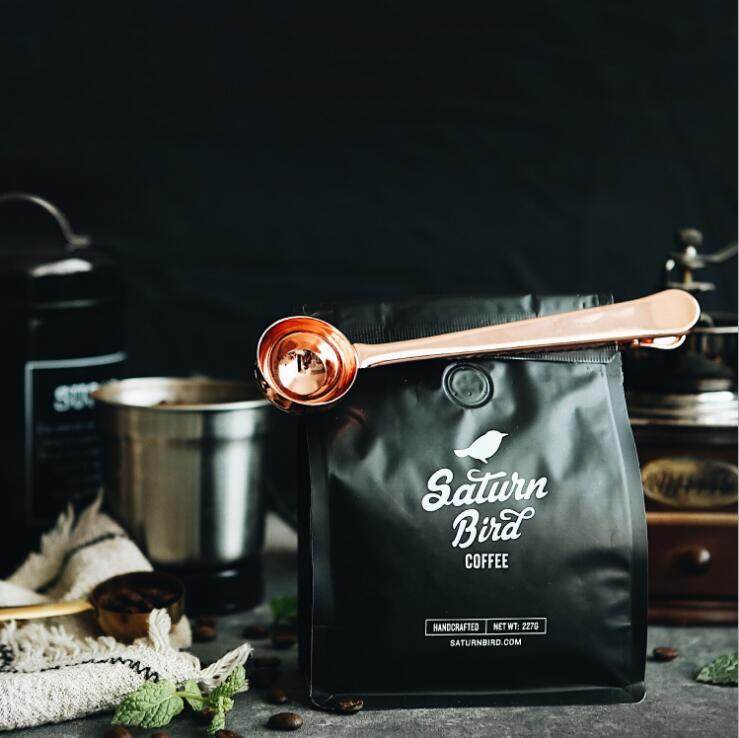 Creative Nordic ins coffee spoon Tea spoon Measuring spoon Stainless steel coffee spoon Mouth clip One-piece sealing clip