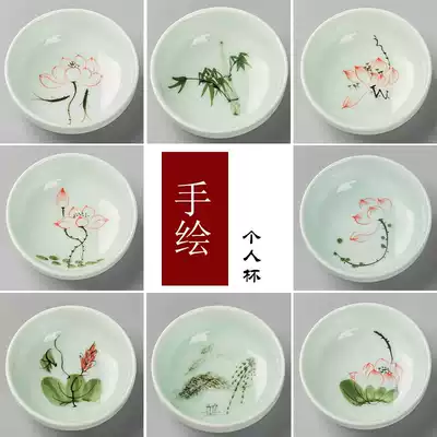 Tea Cup ceramic single hand-painted celadon Japanese kung fu tea set small teacup personal tea single Cup Master Cup