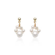 Idokawa exquisite cat claw freshwater pearl earrings temperament 925 sterling silver baby multi-bead earrings