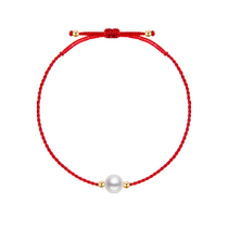 Idokawa animal year red rope akoya seawater pearl bracelet 18k gold beads braided bracelet