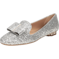 Ferragamo womens glitter fabric bow flats 0695193