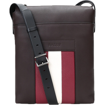 Bally Mens Striped Leather Shoulder Crossbody Messenger Bag BAUMAS