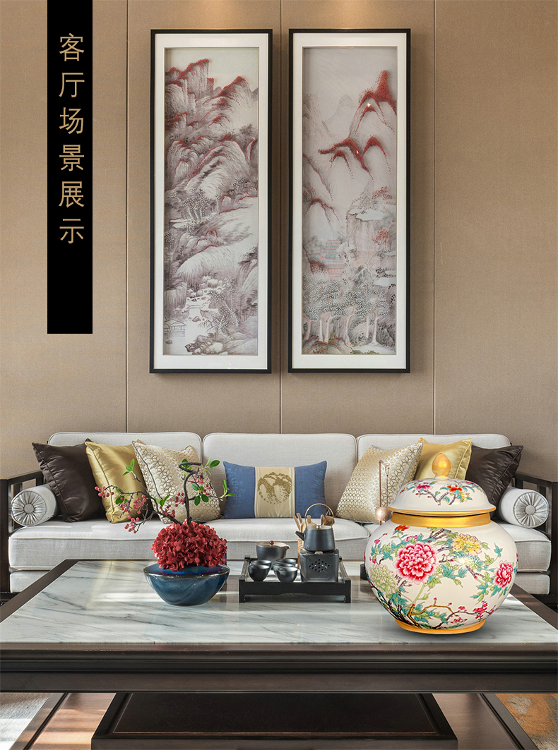 Jingdezhen chinaware paint colored enamel household puer tea caddy fixings wake tea storage canners trumpet half jins