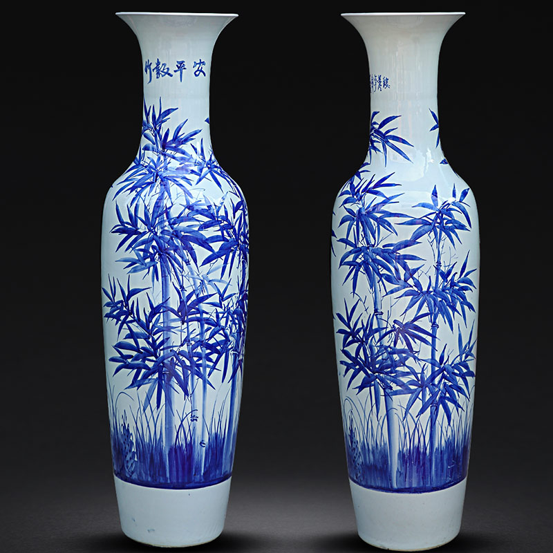 Bamboo at hand made blue and white porcelain vase landed safely big vase jingdezhen ceramics sitting room adornment furnishing articles