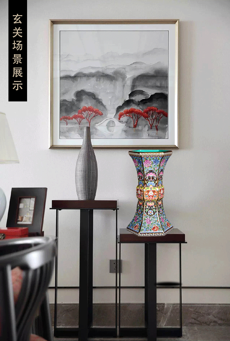 Jingdezhen ceramics vase furnishing articles colored enamel archaize home sitting room ark, flower arranging Chinese ancient frame decoration