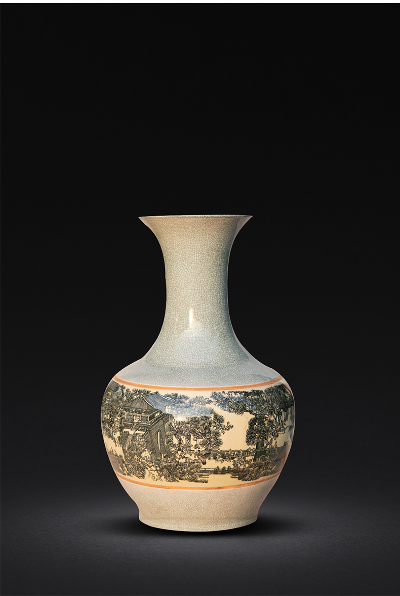 Large vase furnishing articles of jingdezhen ceramics antique landscape piece of crackle of the reward bottle home feng shui living room