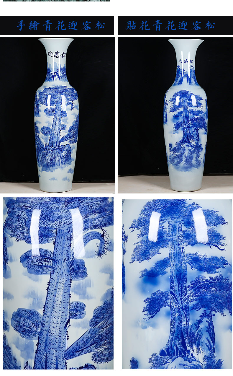 Landing a large blue and white porcelain vase Chinese jingdezhen ceramics furnishing articles sitting room decoration to the hotel opening gifts