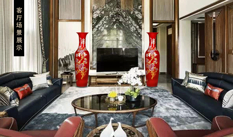 Rich of large vase furnishing articles red flowers open China jingdezhen ceramics high temperature home sitting room hotel feng shui