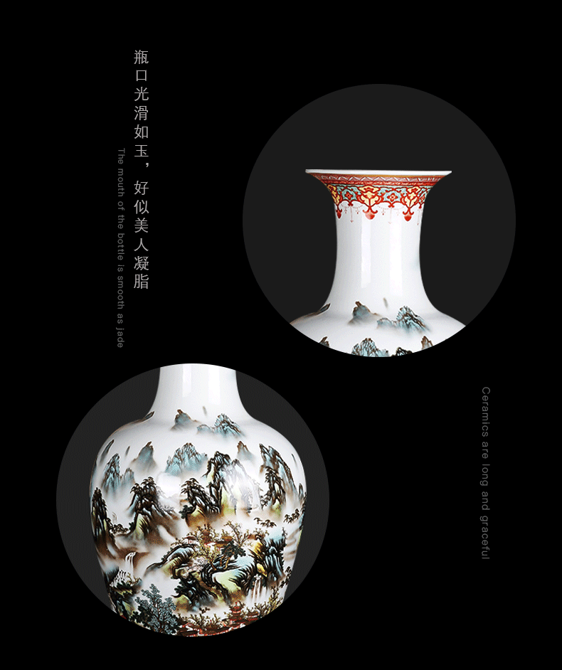 Jingdezhen ceramics landscape snow home furnishing articles of large vase flower arranging porch decoration large living room