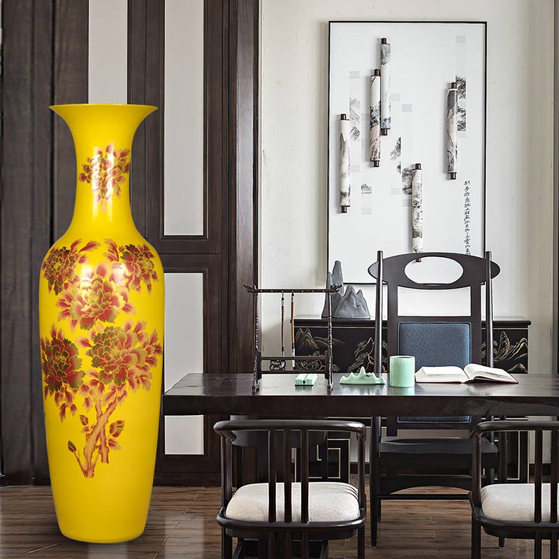 Jingdezhen ceramic sands peony landing big flower arrangement sitting room adornment porcelain vase I household furnishing articles