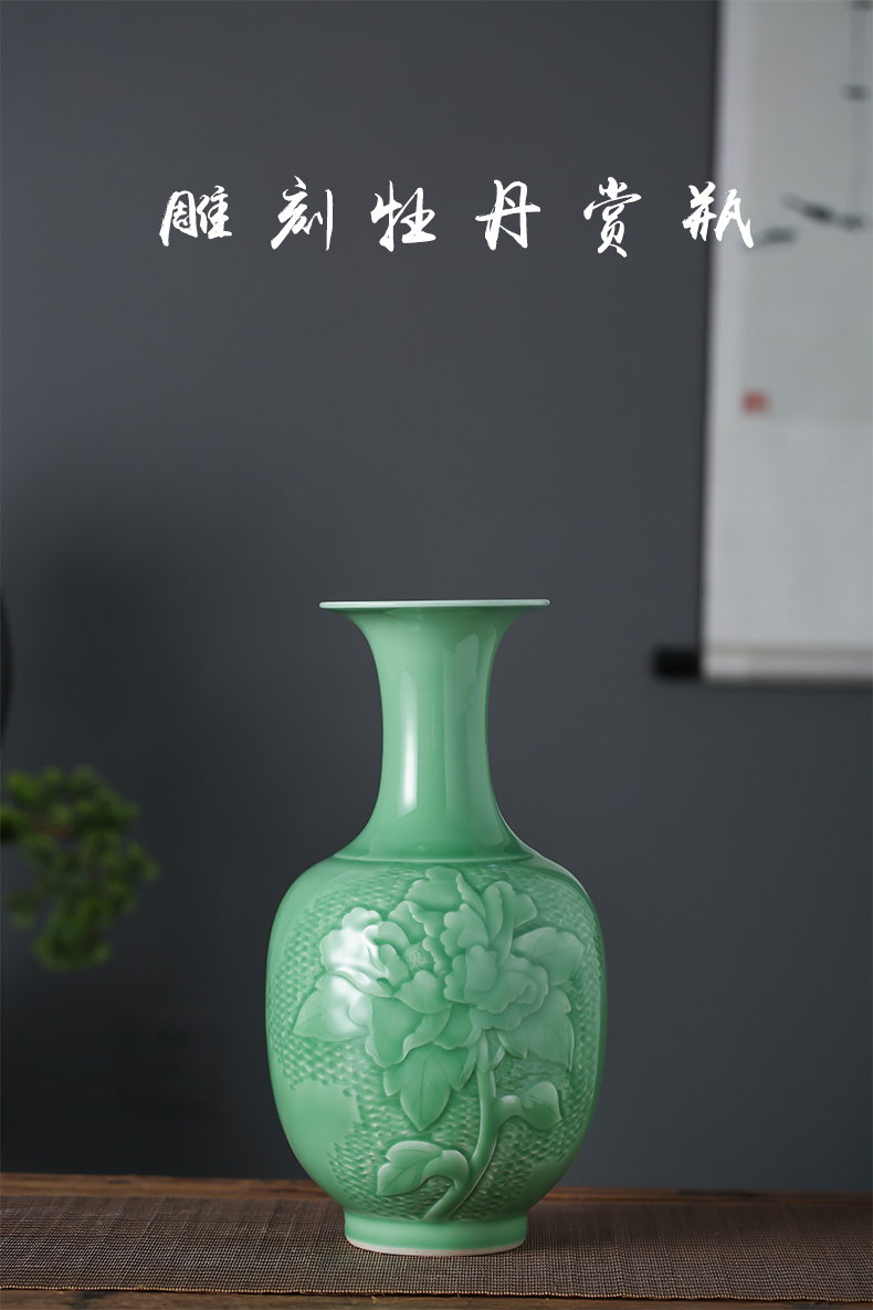 Jingdezhen ceramics archaize carving shadow blue bottle furnishing articles household act the role ofing is tasted, the sitting room porch TV ark, flower arrangement