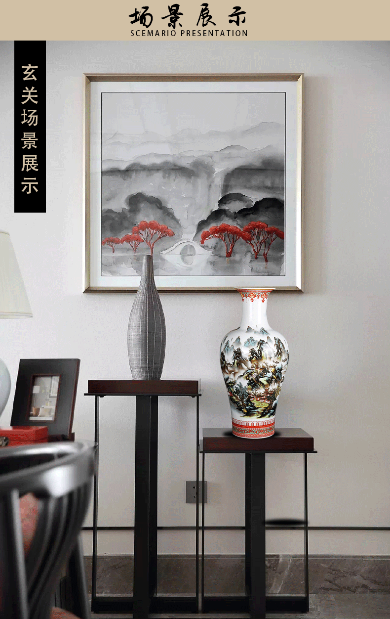 Jingdezhen ceramics landscape snow home furnishing articles of large vase flower arranging porch decoration large living room